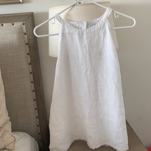 Saks Pure Navy NWT White Linen Raw Edge Halter Top